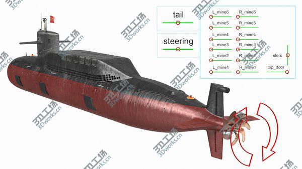 images/goods_img/20210312/Jin Class Ballistic Missile Submarine Type 094 Rigged 3D model/3.jpg